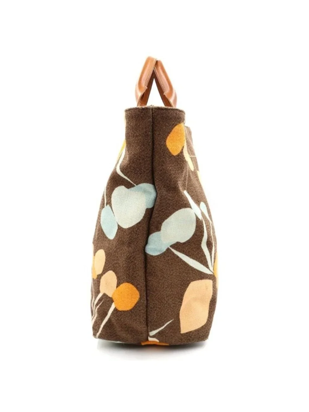 Miu Miu Canvas Leather Tote Bag Brown